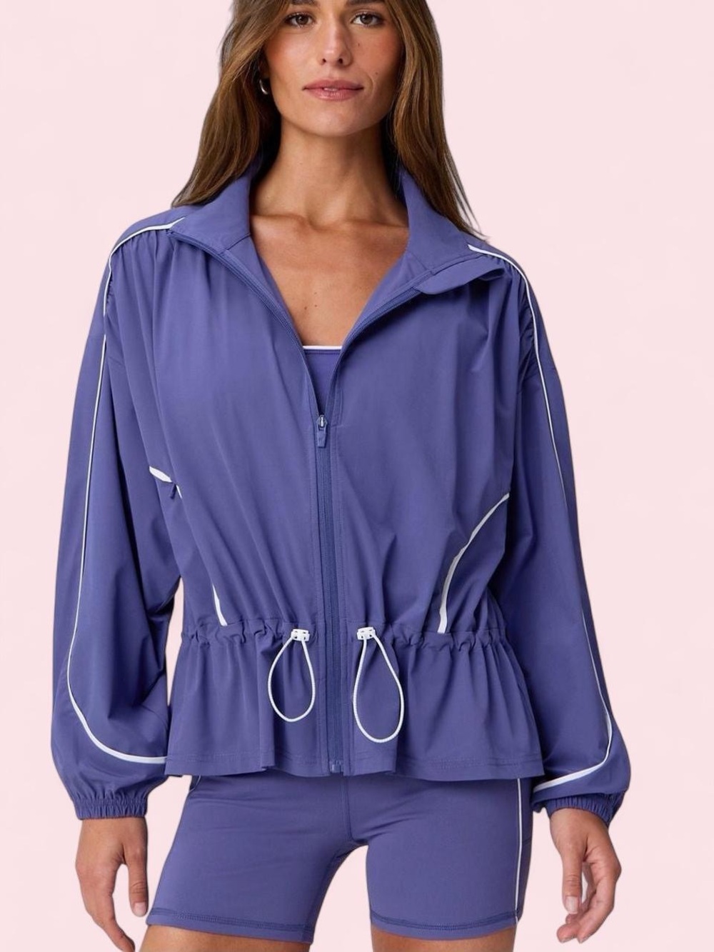 Fabletics Purple Athletic Jacket with Drawstring Waist| Size M| NWT